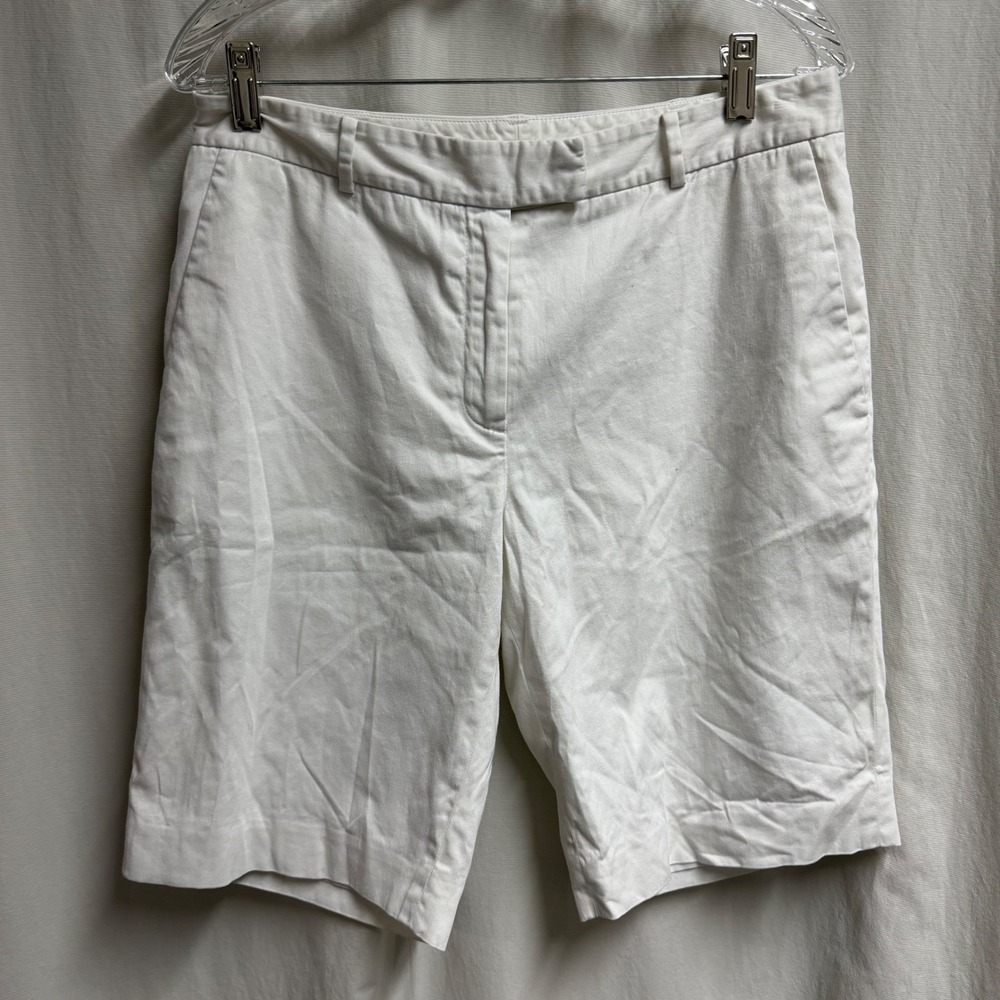 Brooks Brothers 346 Womens White Stretch Cotton Chino Bermuda Shorts Size 8